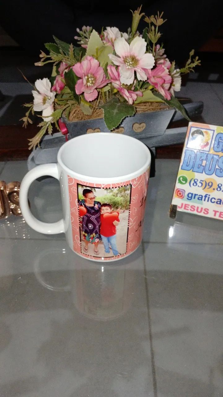 Canecas de cerâmica personalizada foto e mensagem vai com a caixinha de coração grátis  - Foto 5