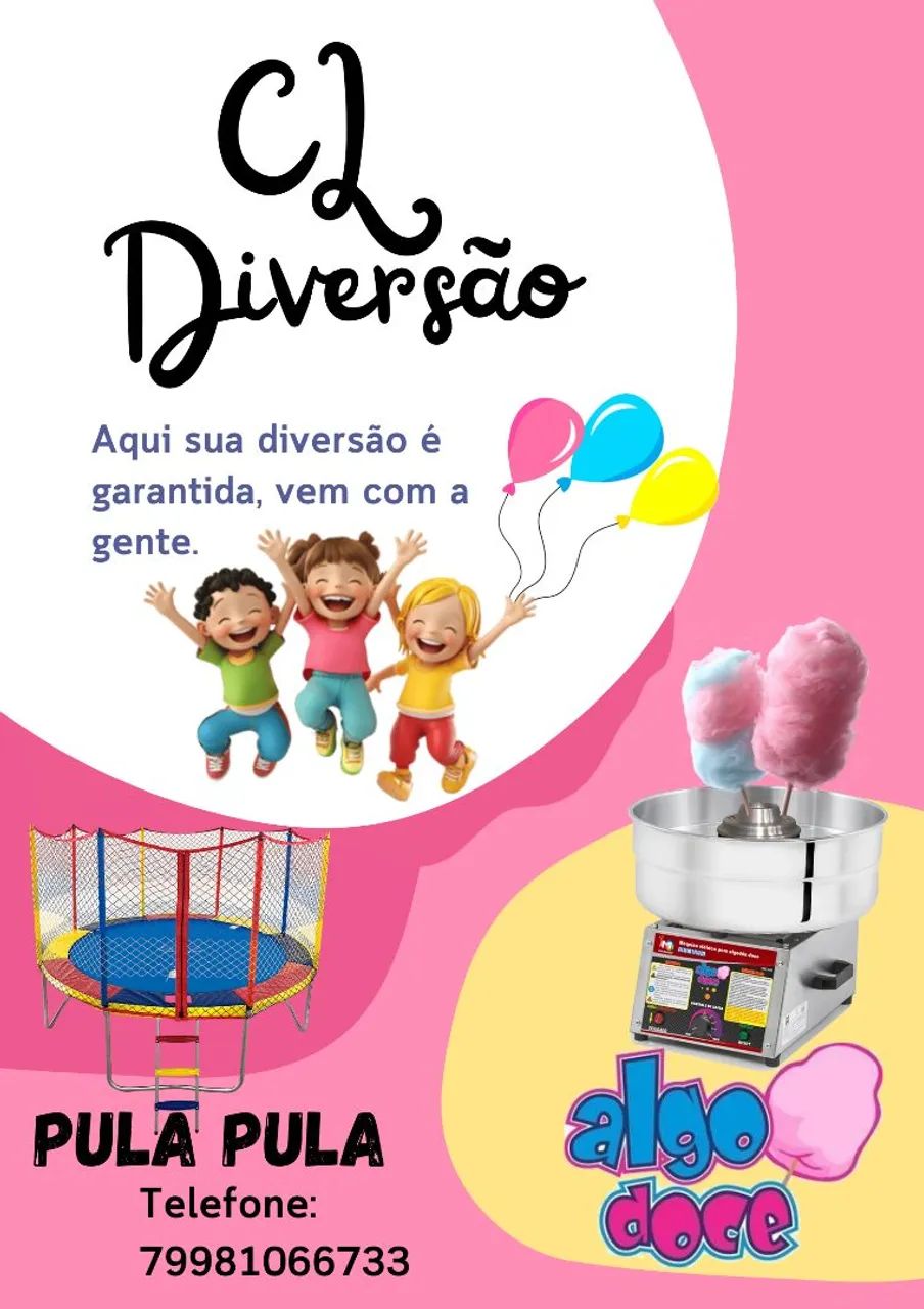 Alugamos pula pula e algodão doce 