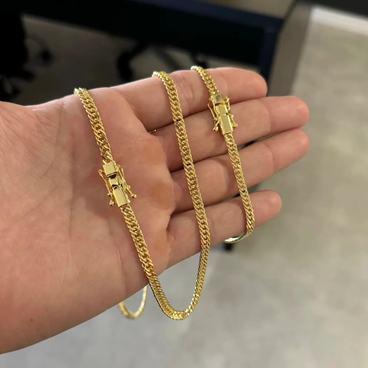 Pulseira e corrente Masculina banhada a ouro  - Foto 2