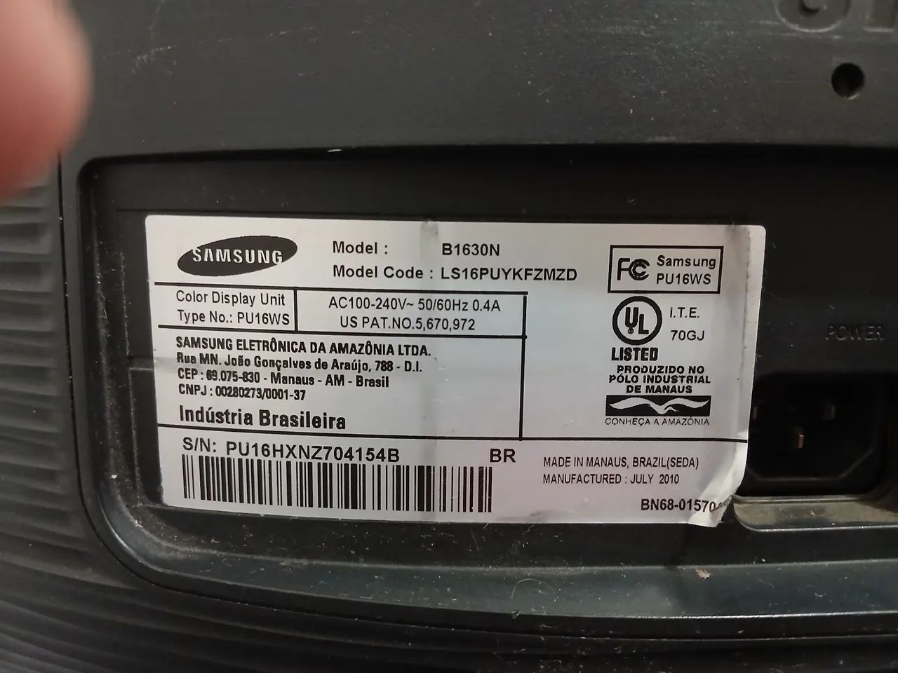 Monitor Samsung B1630n 15.6 Polegadas Preto - Foto 4