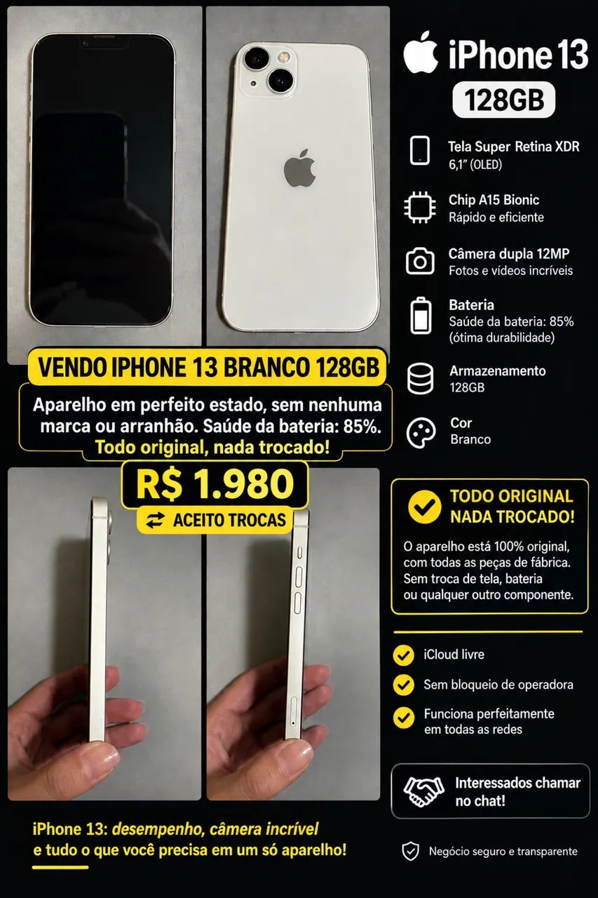 IPHONE 13 novinho todo original 