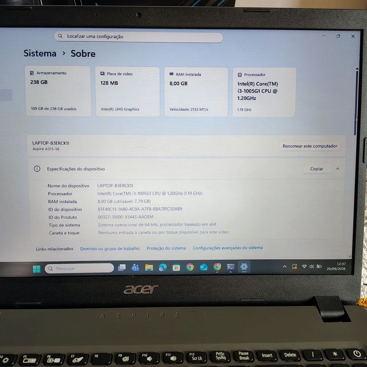 Notebook Acer Aspire 3 - i3 - 8GB RAM - SSD 256GB - Foto 4