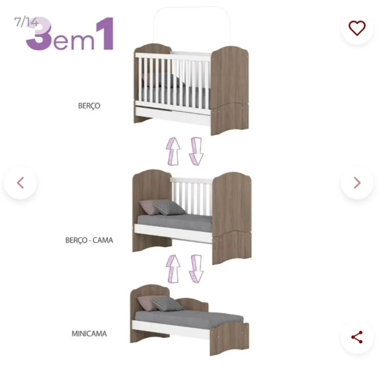Berço mini cama 3 em 1 Henn - Foto 4
