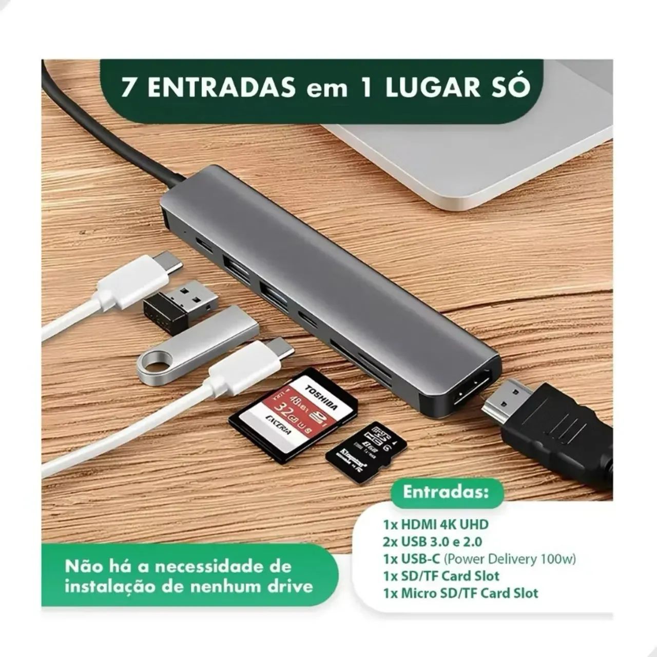 Hub Adaptador  Tipo C 7 Em 1 Peining  - Foto 3