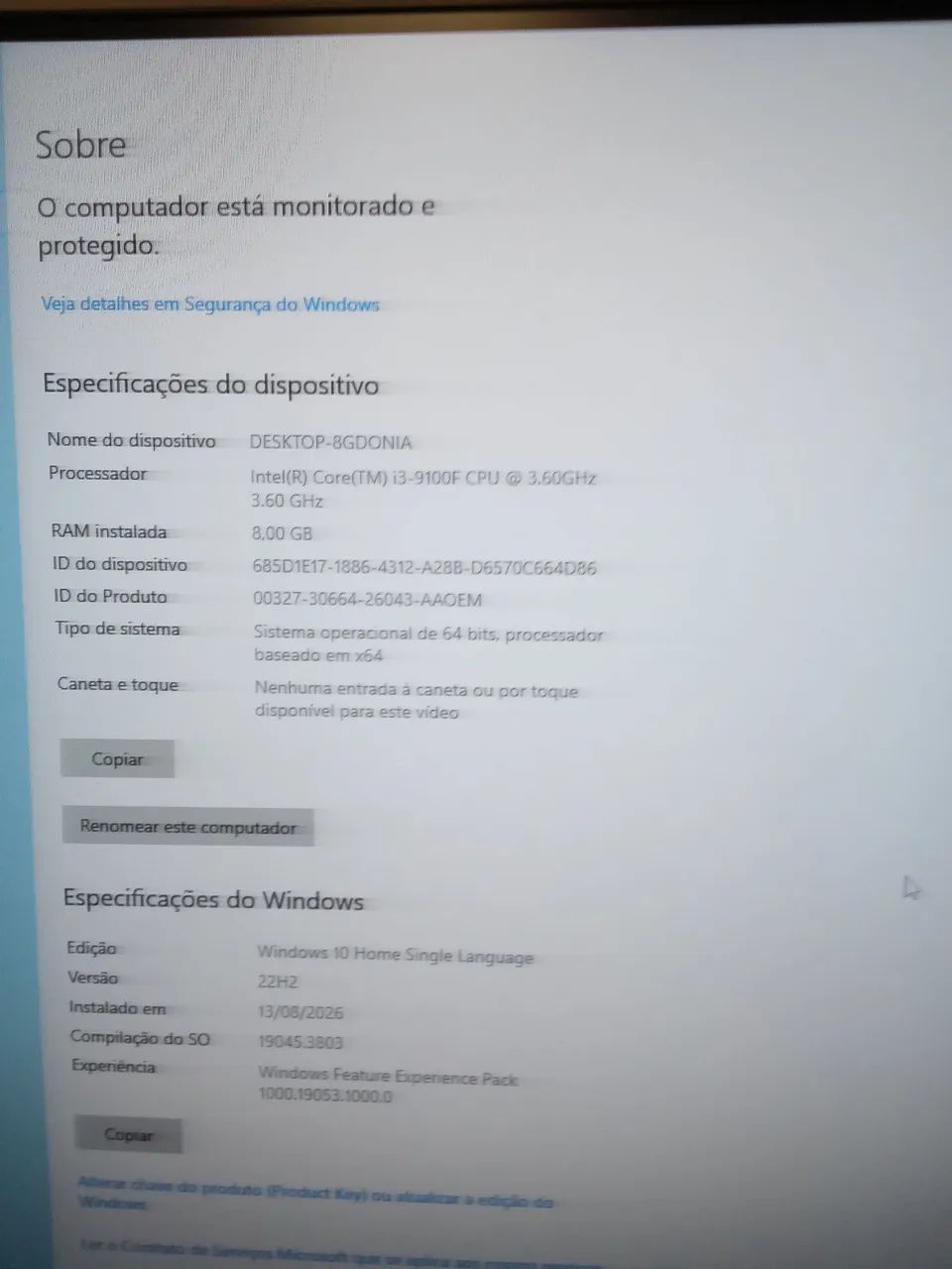 Processador i3 9100f semi-novo funcionando perfeitamente