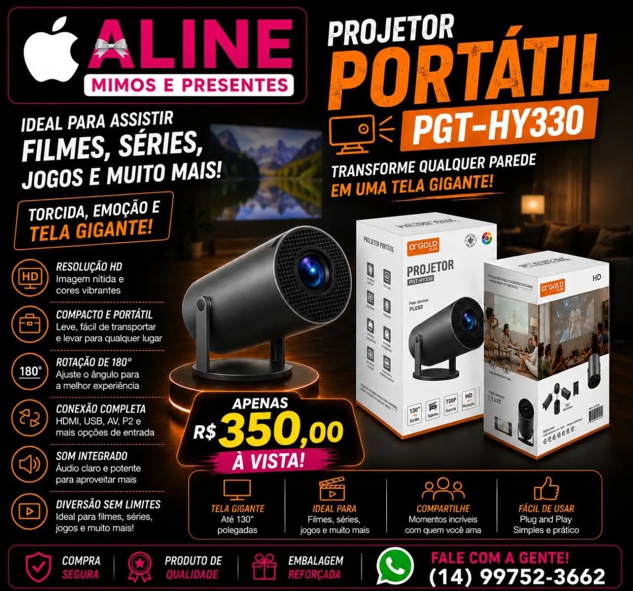PROJETOR A'GOLD PGT-HY330