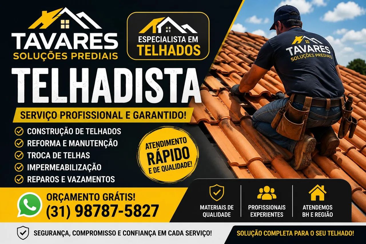 Telhadista manutenção, reformas e construção 
