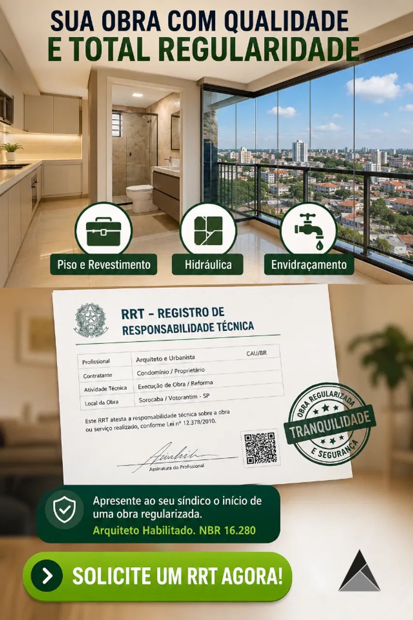 ART e RRT para reforma de apartamento