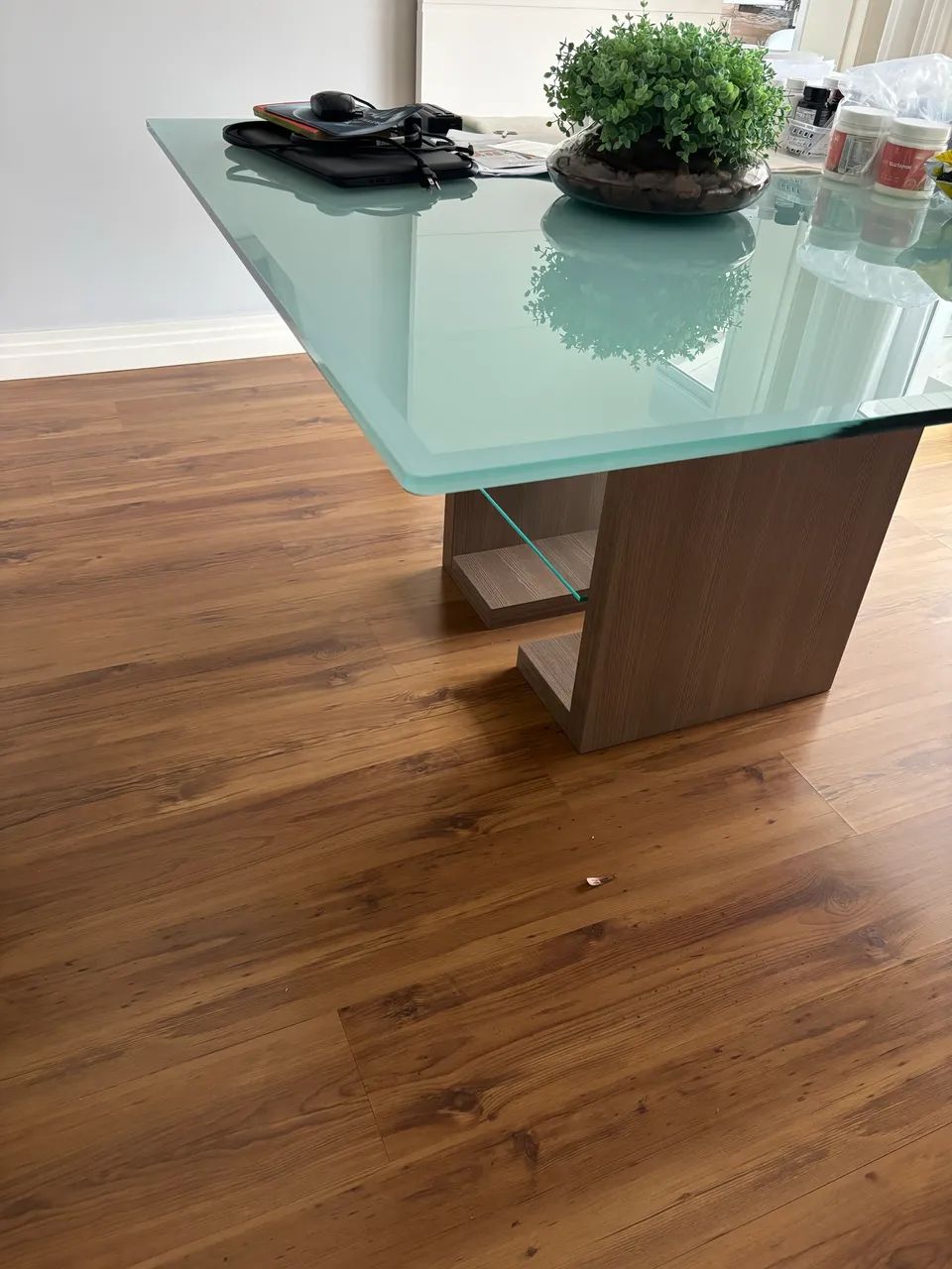Mesa tampo de vidro 