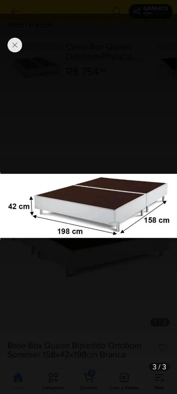 Base cama box queem bipartida ortobom
