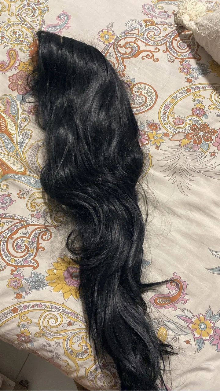 Peruca preta longa 