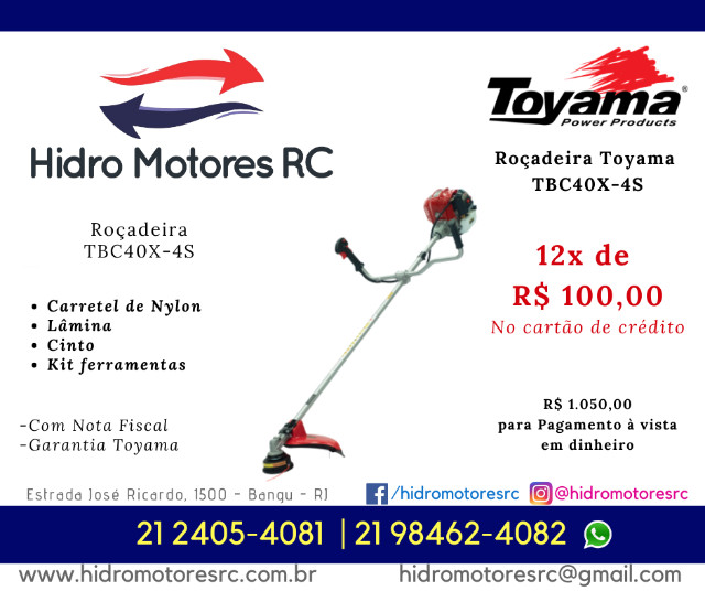 Roçadeira Motor 4 tempos, Sem Fumaça