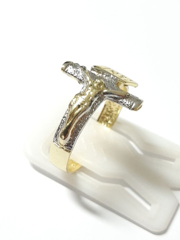 ANEL RELIGIOSO JESUS CRISTO FOLHEADO A OURO 18K