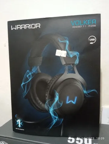 Headset Gamer Multilaser Warrior 2.0 PH244 com Microfone Controle de volume  no cabo Conector USB LED Azul