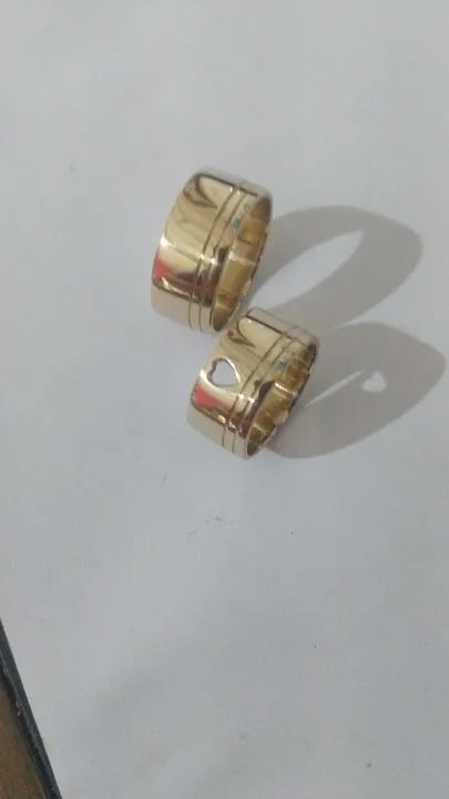 aliança moeda Antiga cor de Ouro 12mm - Foto 3