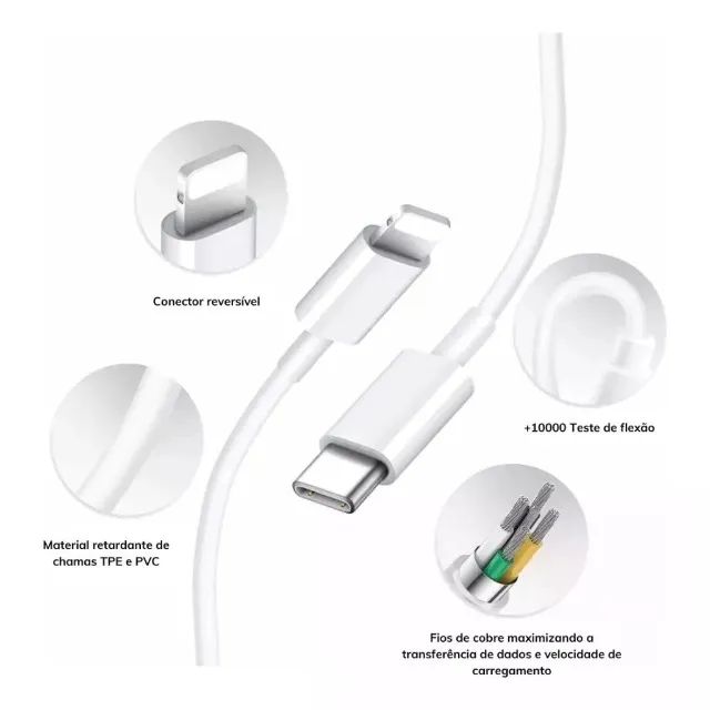 Cabo iPhone Usb-c Para Lightning (2 M) Cor Branco - Foto 3