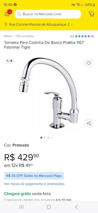 Torneira de Cozinha Cromada - Foto 2