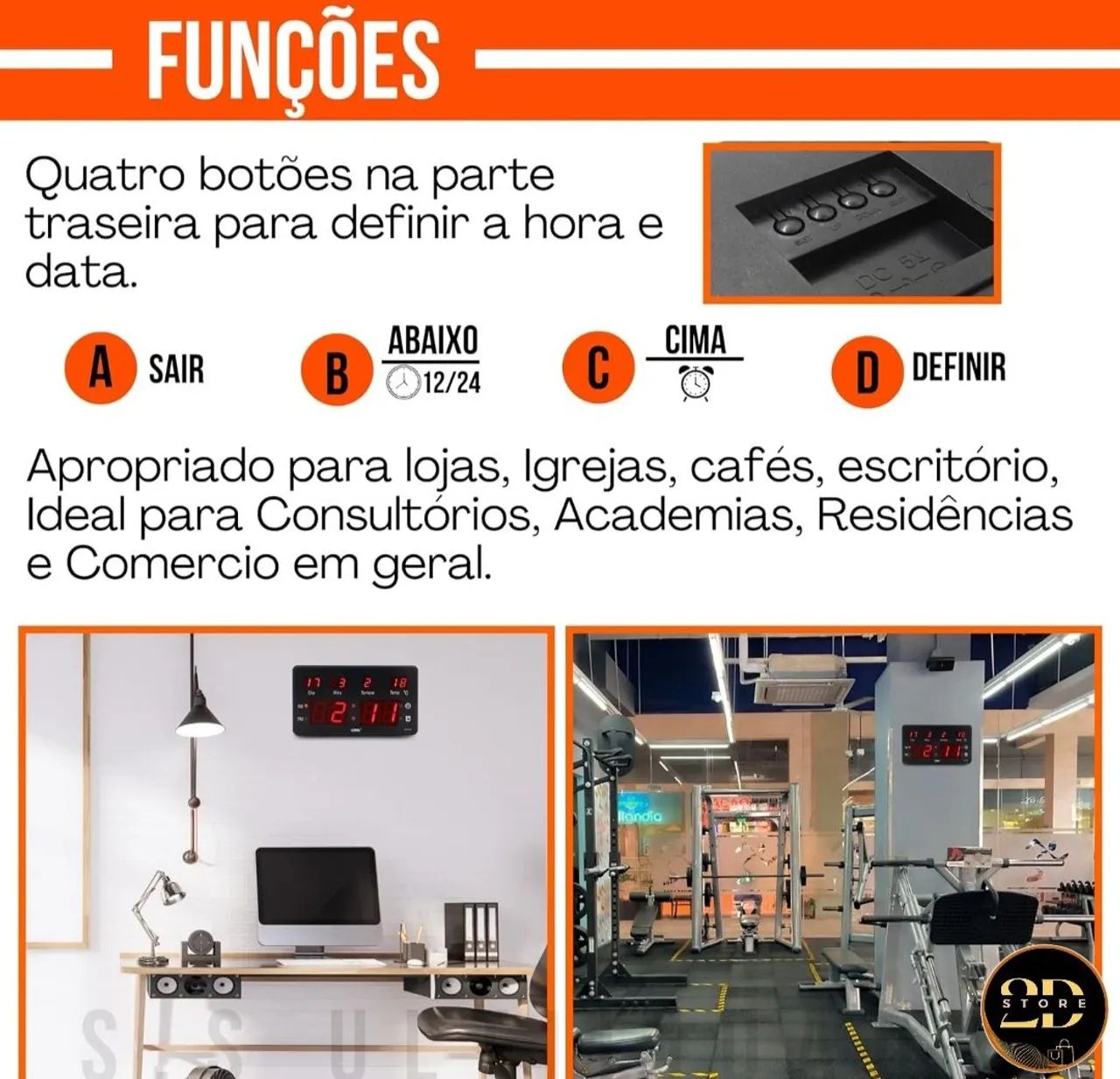 Relógio de Mesa Digital LED - Foto 2