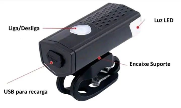 Lanterna de Bicicleta Recarregável USB  - Foto 3