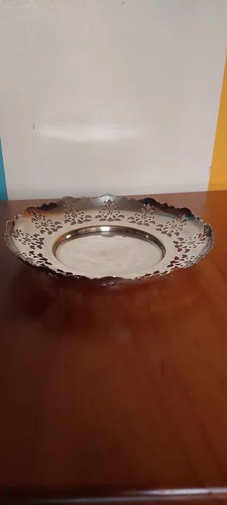 Antigo Prato Bandeja Centro Mesa Prata Spam - Foto 4