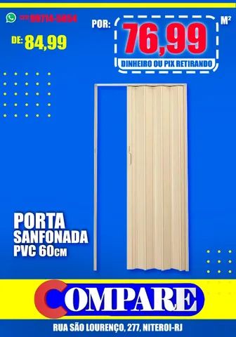 Porta Sanfonada PVC 60cm Bege Plasflez - Foto 2