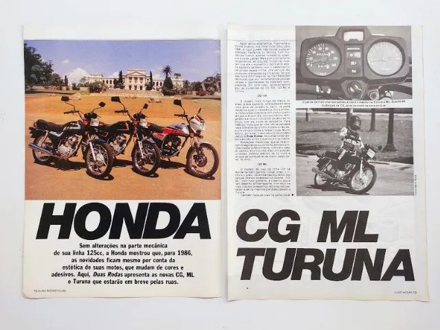 Honda CG, ML e Turuna 125 1986 - Matéria de revista