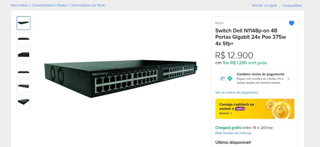 Switch Dell N1148p-on 48 Portas (com lacre)