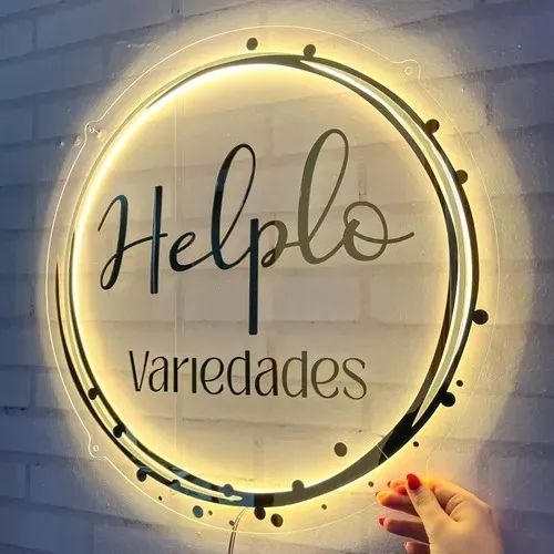 Painel Acrílico Iluminação Logomarca Personalizado 50x50 - Foto 2