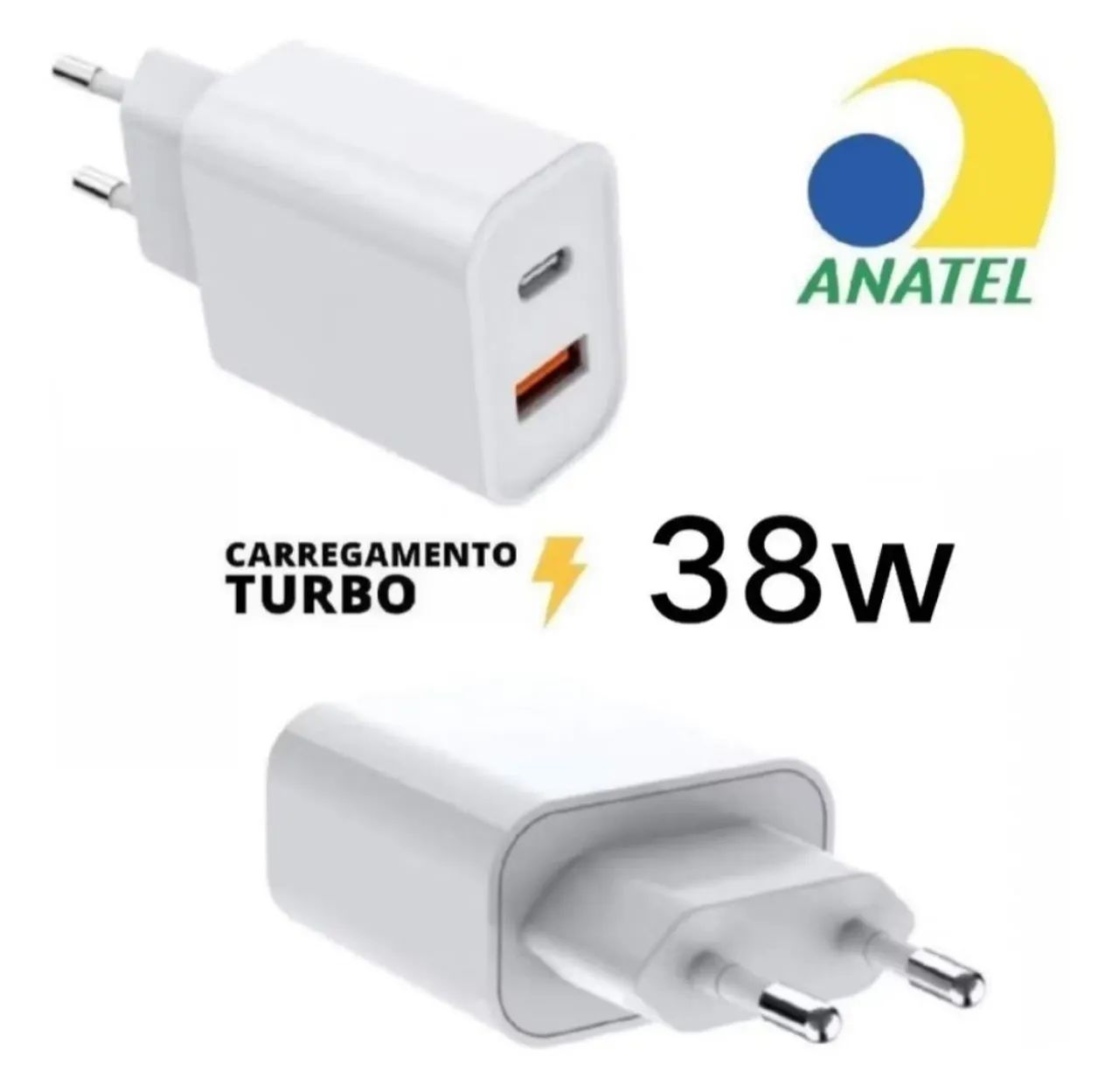 Fonte 2 entrada USB e tipo carregamento rápido 38W - Foto 2