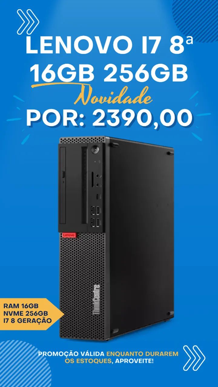 Computador Lenovo i7 8ª Geração | 16GB RAM | SSD NVMe 256GB | Pronto para Tudo! - Foto 2
