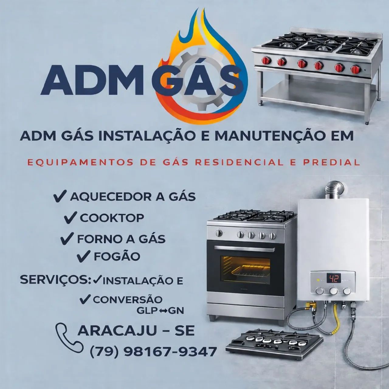 ADM gás instalação e manutenção em equipamentos de gás 