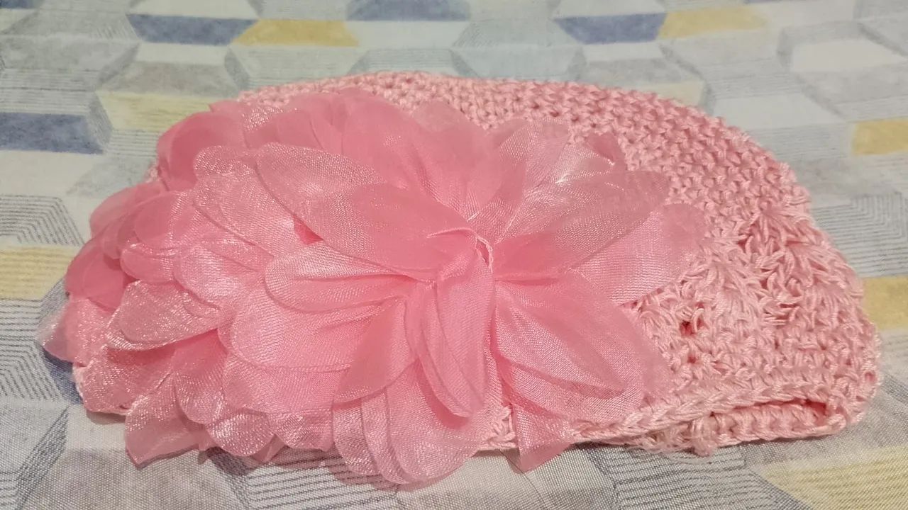 Chapéu de Crochê Rosa para Bebê Reborn  - Foto 2