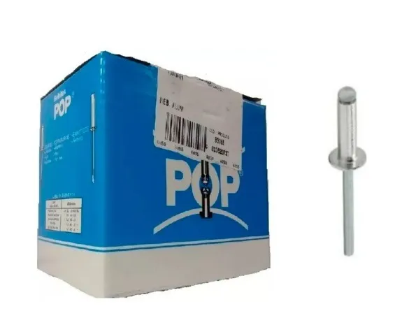 Rebites POP de Aço Carbono ORIGINAL Diâmetro: 4 mm Comprimento: 5 mm Caixa com 2.000 peças