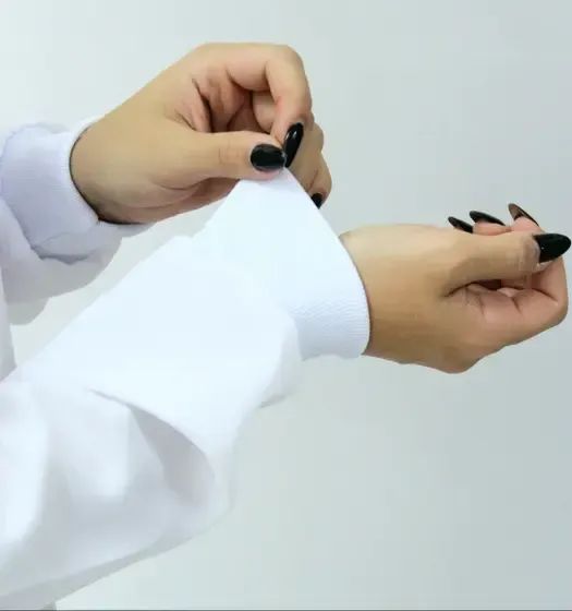 Jaleco feminino oxford branco, acinturado, com punho - Foto 4