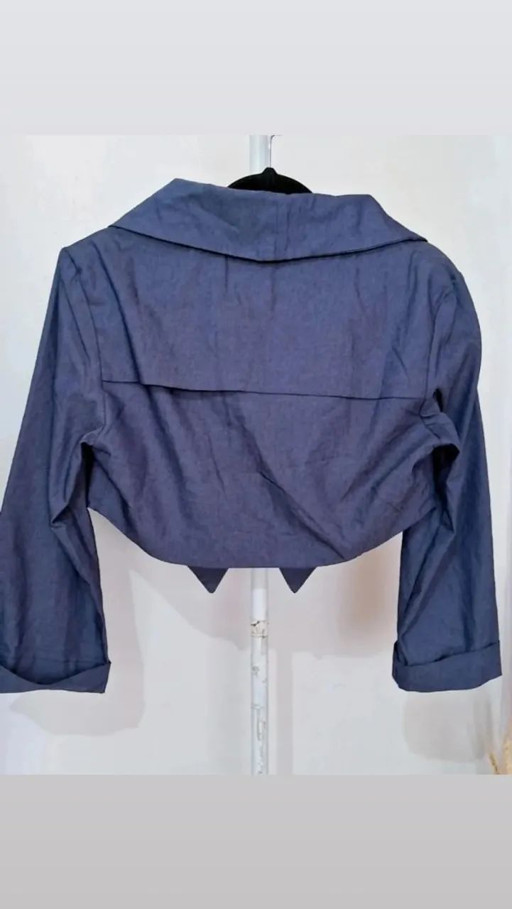 cropped blazer curto  Flor de Chocolate Tam P - Foto 3