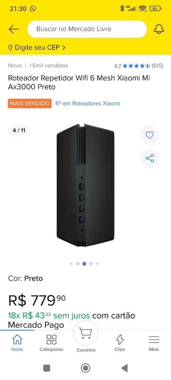 Roteador repetidor Xiaomi ax3000 wi-fi 6 novo <br>600$ - Foto 4