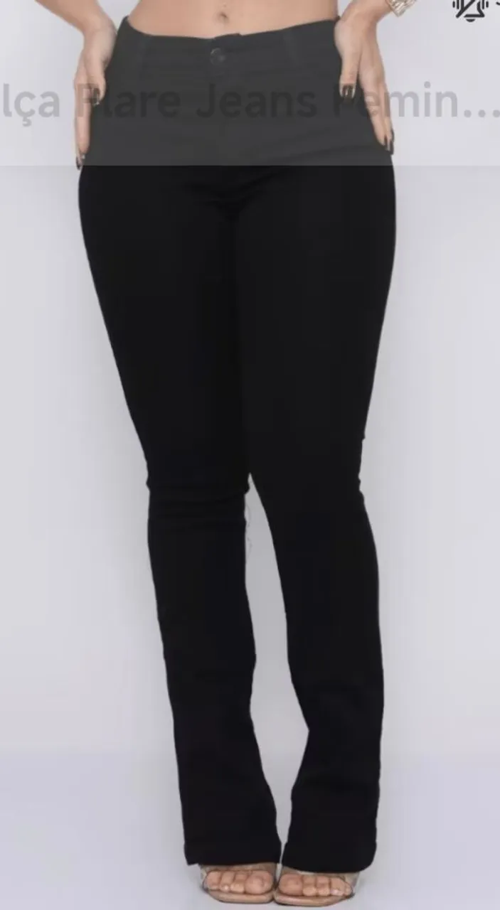 Calça Flare Jeans Feminina Preta