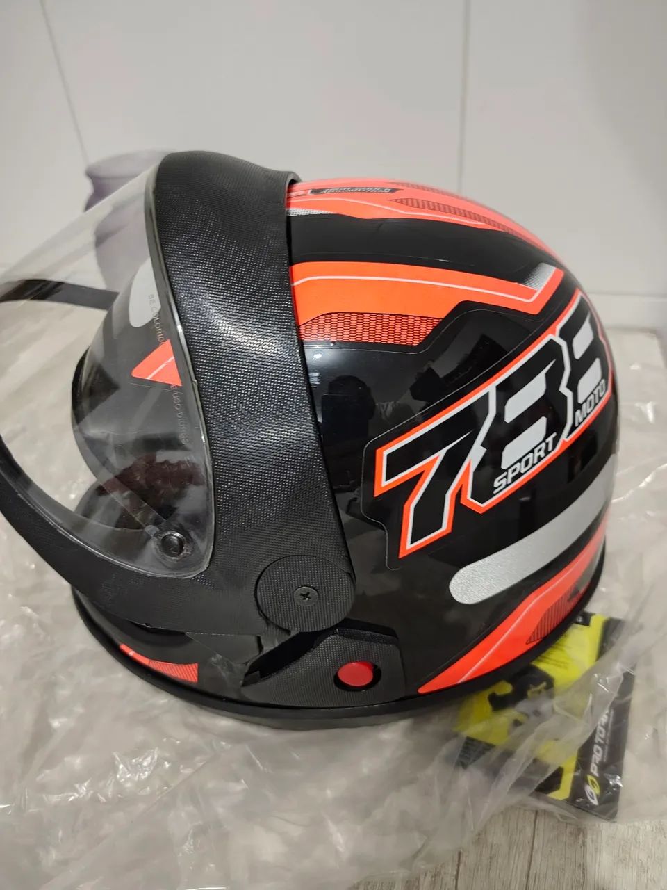 Capacete Moto - Preto com Laranja Novo - Foto 3