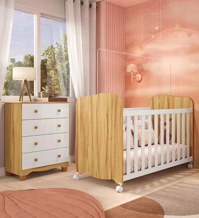 Comoda Junior + Berço Americano Uli, 100% MDF - Peroba - Foto 2