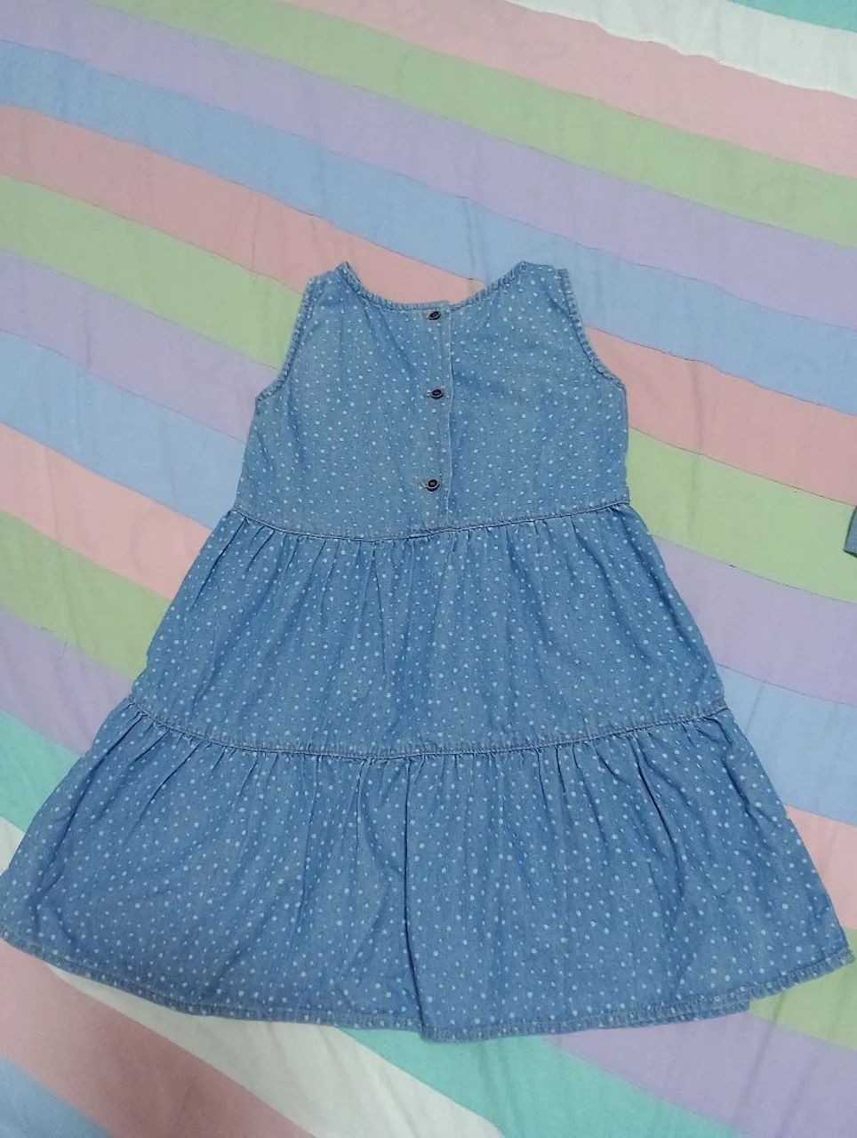 Vestido Jeans Infantil com Bolinhas - Foto 2