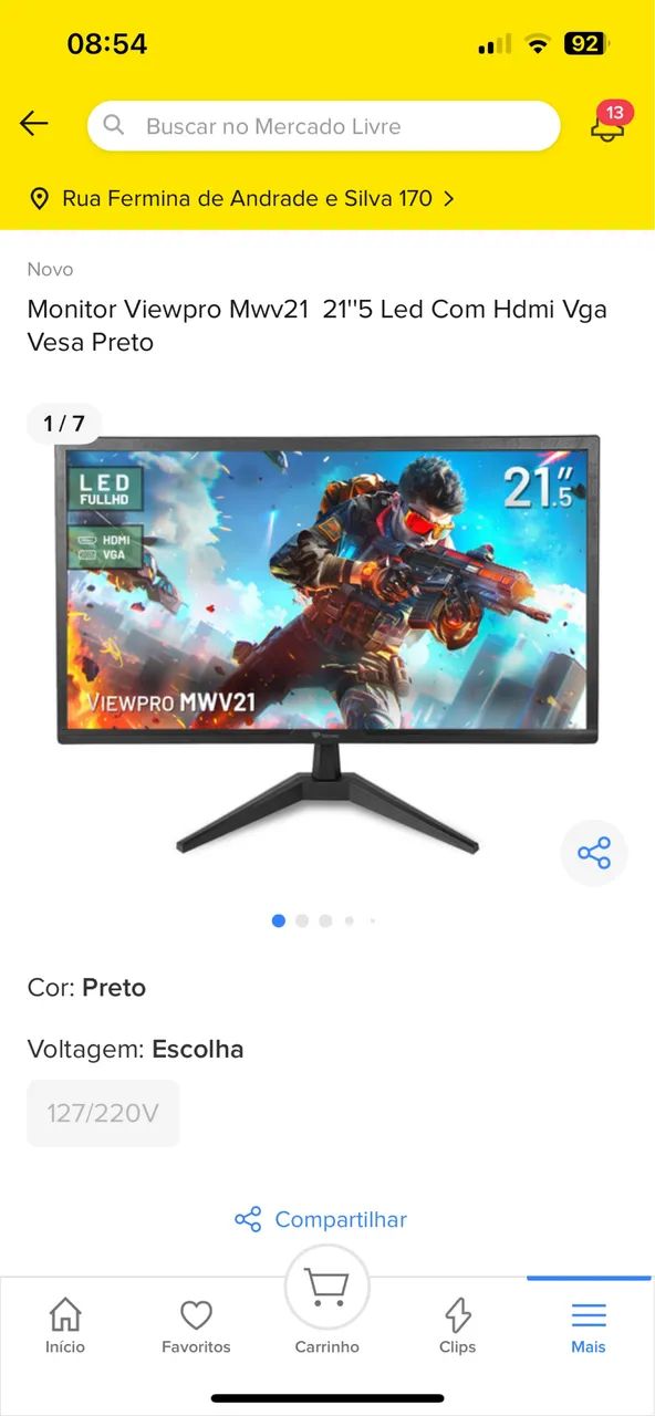 Monitor Viewpro Mwv21  21''5 Led Com Hdmi Vga Vesa Preto