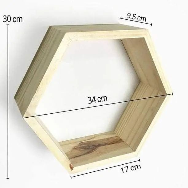 Prateleira Hexagonal de Madeira (pinus) - Decore com Estilo!