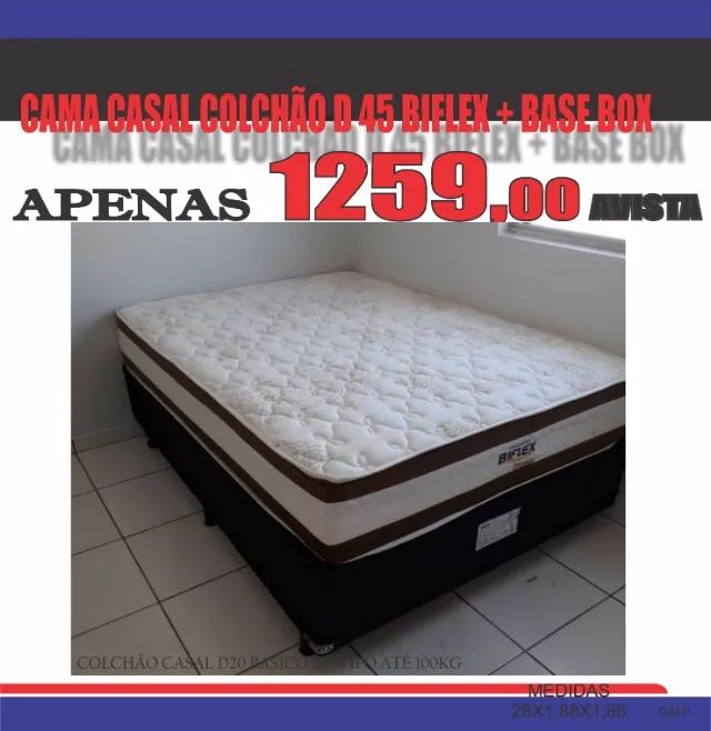 CAMA E COLCHÃO CASAL D45 BIFLEX