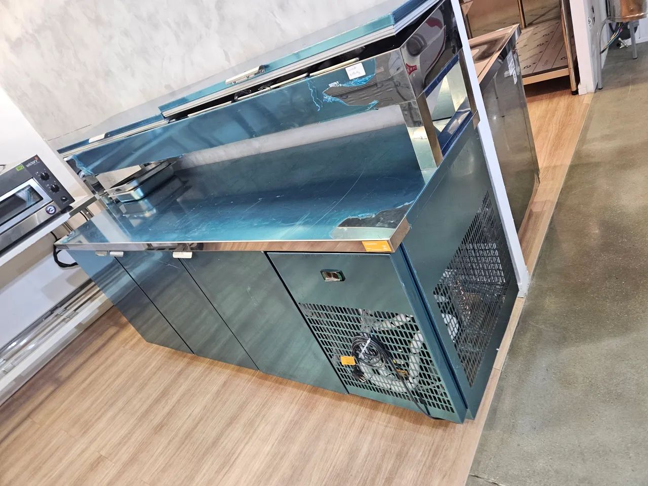 balcão refrigerado 2m de inox com condimentador - a pronta entrega 