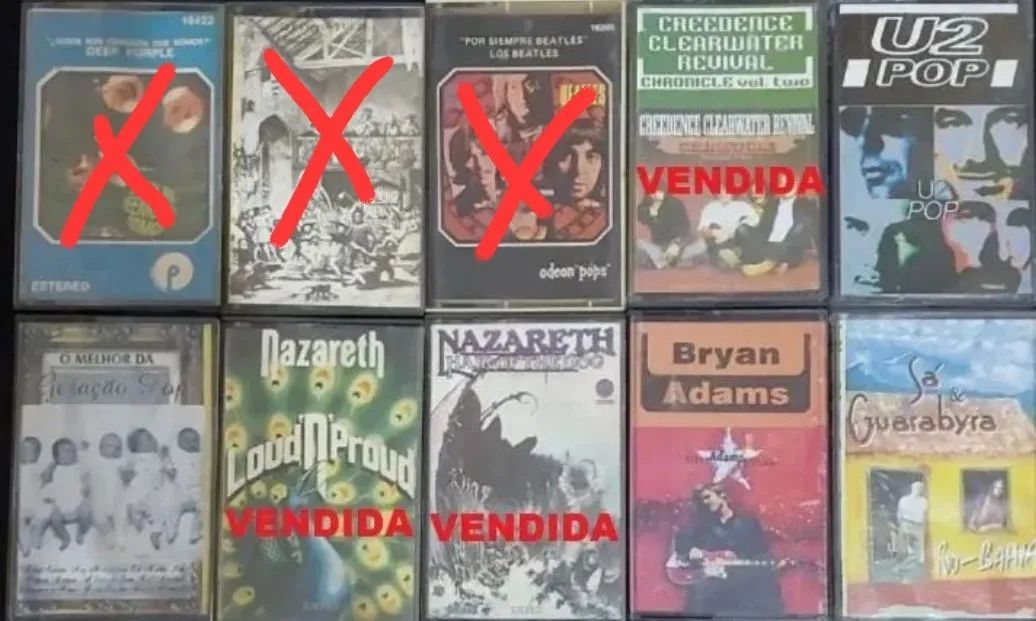 Fitas K7 de Rock para colecionadores. 