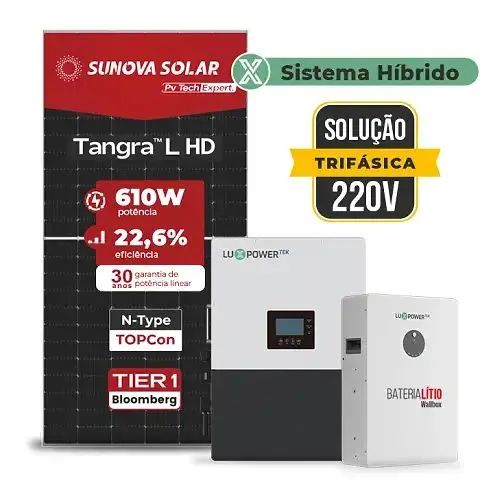 Kit Solar Híbrido 610W com Bateria de Lítio - Energia Limpa e Econômica!