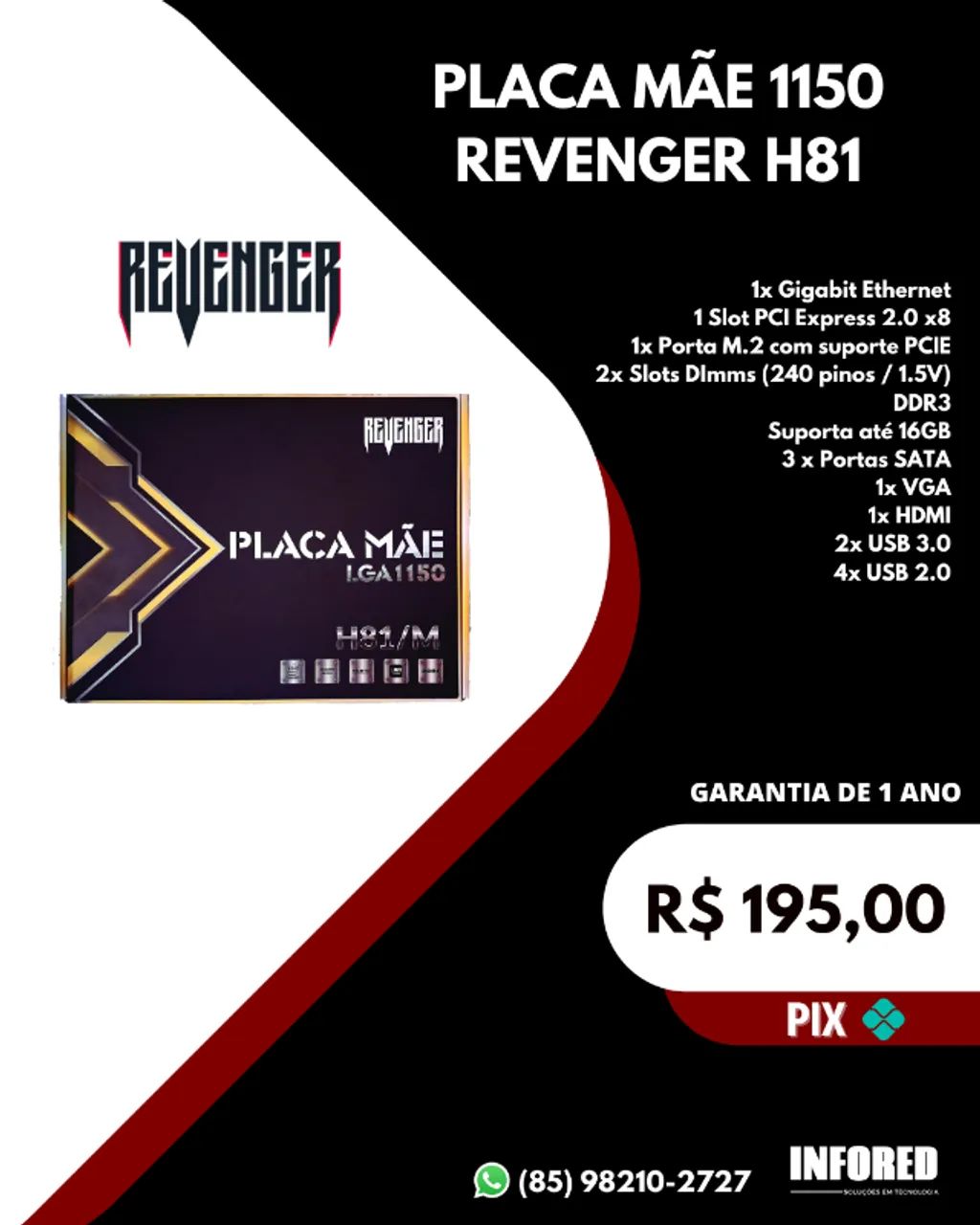 Placa mãe 1150 Revenger H81