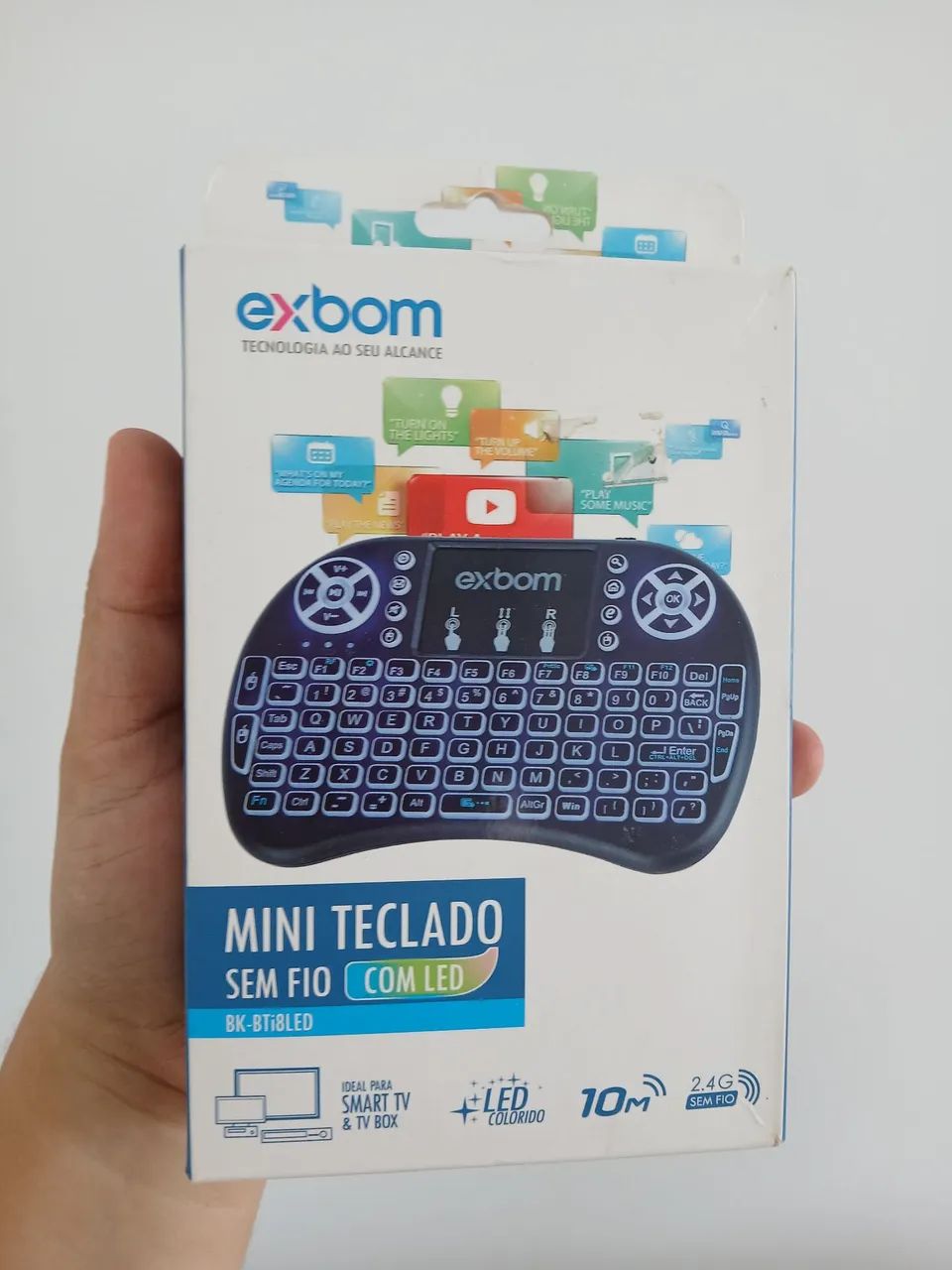 Mini Teclado Sem Fio com LED para Smart TV e TV Box - Exbom