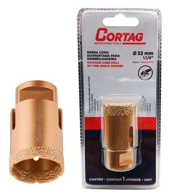 Serra Copo Diamantada 32mm Para Esmerilhadeira Cortag - Foto 3