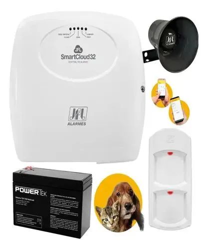 Kit alarme+cerca elétrica+motor deslizante+câmeras